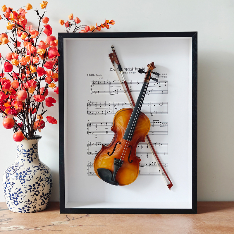 Thickened Hollow Violin Frame Music-Themed Decorative Painting 3D Frame for Children's Room Entryway Wall Art Thickened Hollow Violin Frame Music-Themed Decorative Painting 3D Frame for Children's Room Entryway Wall Art