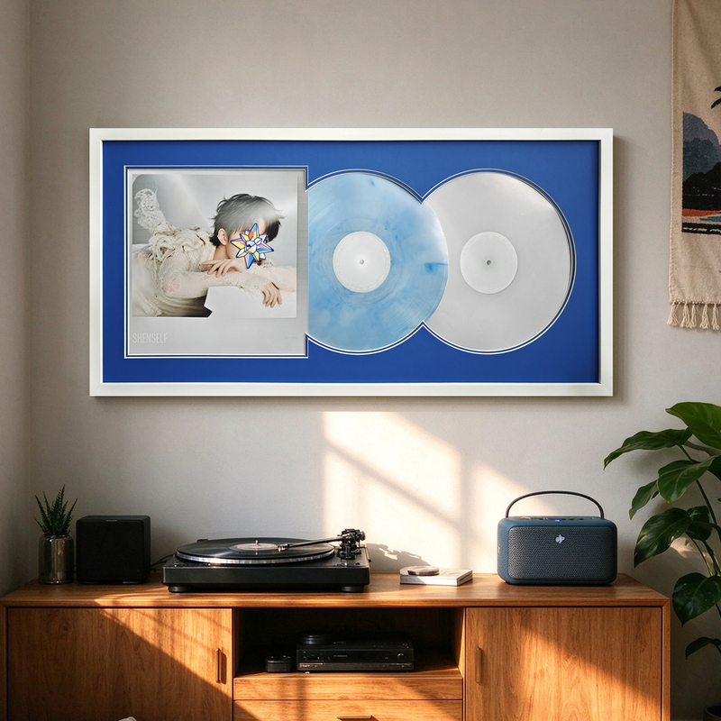 Zhou Shen Double Vinyl Record Display Frame Solid Wood Photo Frame Storage Display Picture Frame Mounting Frame Album Display Stand