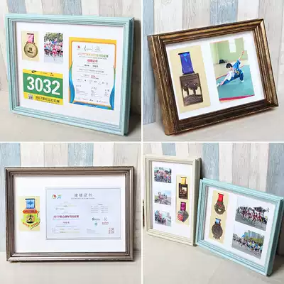 Custom marathon photo medal frame Storage display frame Certificate completion medal wall hanging award flower photo frame