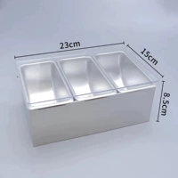 Стальной корпус, прозрачная крышка, маленькая, 3 отделения 201 [одно отделение (450 мл], 3 ложки для кормления)