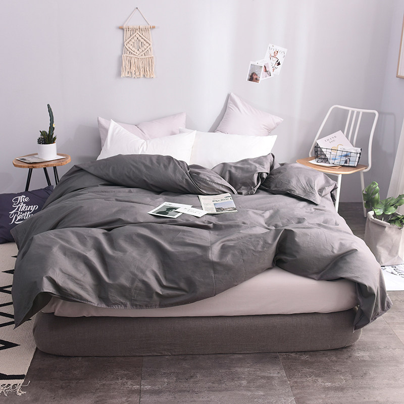 Simple style solid color cotton quilt cover single pink white single quilt cover 200X230 single person 1 5m pure cotton plain color