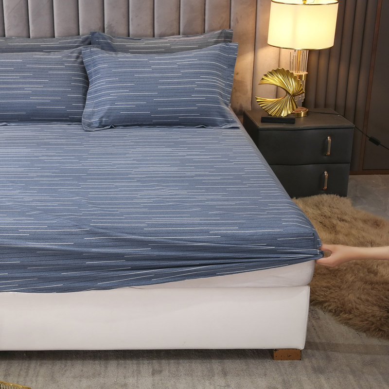 Full cotton thickened mill wool bed Ogasawara set to be made with thin brown mattress cover Anti-slip all-bag pure cotton bed cover Three sets