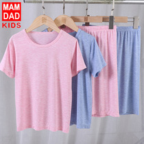Summer childrens super comfortable pajamas set for boys and girls short-sleeved shorts home wear set