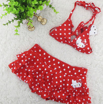 New ktcat children split skirt swimsuit polo point cute girl puffy dress cartoon swimsuit bikini strap
