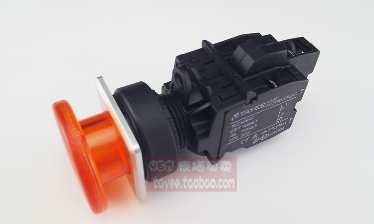 tayee Shanghai Tianyi 30mm square mushroom head button switch LA423MSDF-11 self-lock LED with lamp