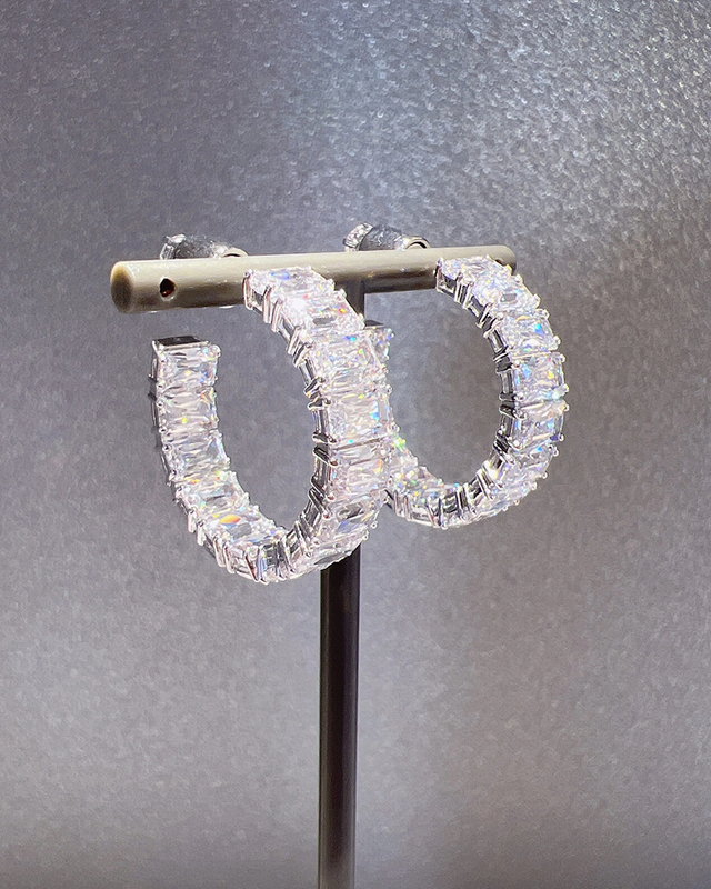 Millenia Earrings Large Hoop Earrings Octagonal Cut Austrian Crystal Sparkling Earrings Best Friend Birthday Gift