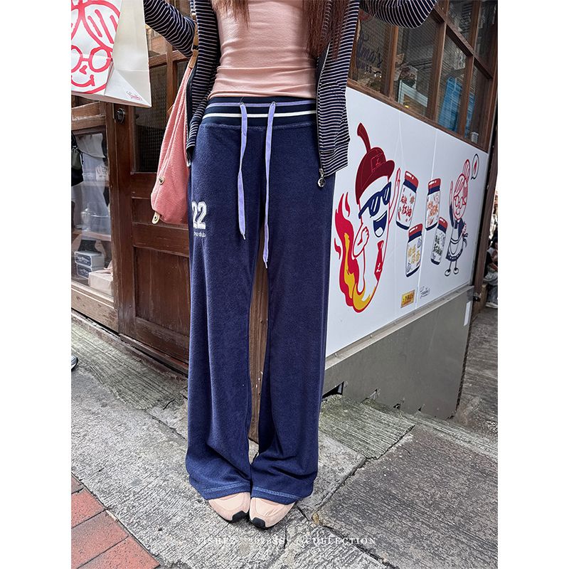 Yishez'Towel Pants' Millennial Retro Sports Low-Waist Straight-Leg Slimming Relaxed Fit Autumn New Sweatpants Long Pants Yishez'Towel Pants' Millennial Retro Sports Low-Waist Straight-Leg Slimming Relaxed Fit Autumn New Sweatpants Long Pants