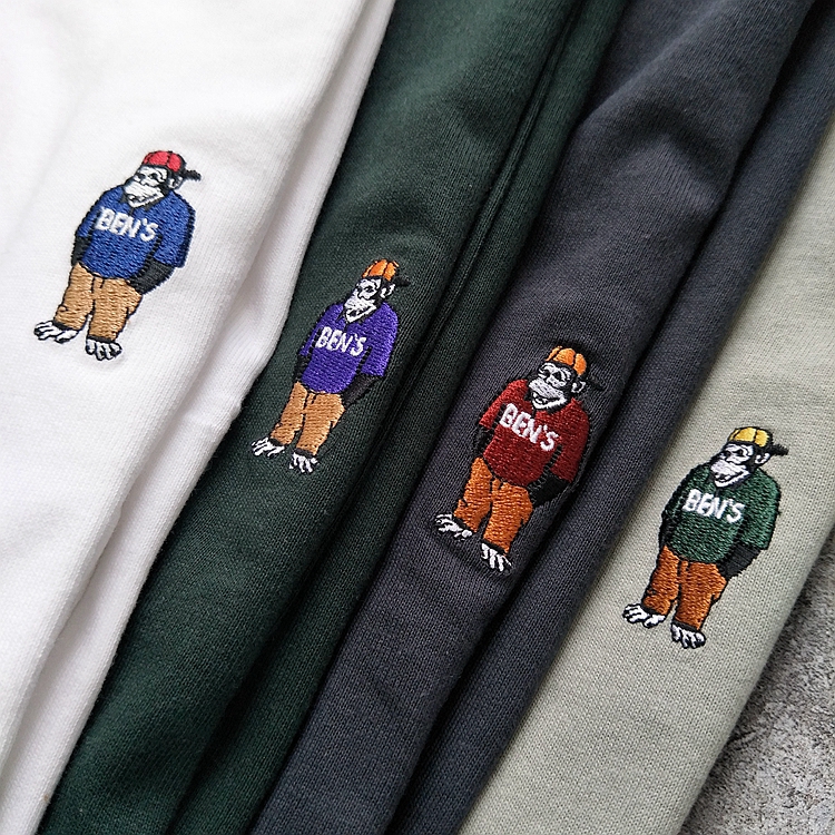 Japan line eight-color ben davis20 new men's and women's cotton tide brand loose long sleeve embroidered orangutan tooling t