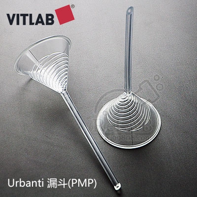 Imported plastic funnel with ticket 140mm PMP high transparent spiral funnel Vitlab plastic long mouth triangle funnel 614081
