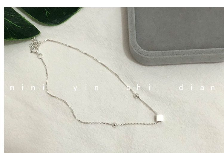 925 sterling bạc vòng chân nữ mùa hè cọ vuông đơn giản cá tính nhỏ phụ kiện bóng trang sức Hàn Quốc quà tặng sinh nhật lắc chân nữ titan