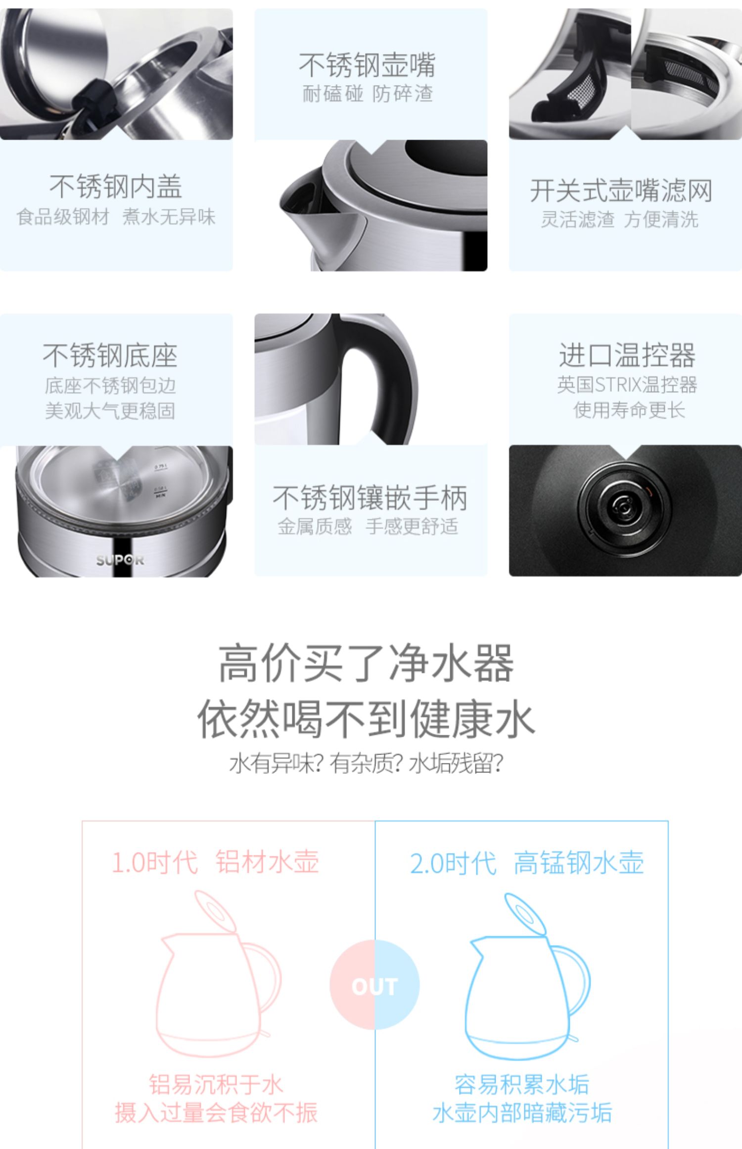ấm đun nước siêu tốc loại nào tốt Supor ấm đun nước điện gia dụng thủy tinh đun sôi ấm cách điện tự động tắt đa chức năng máy pha trà nhỏ sức khỏe - ấm đun nước điện bình siêu tốc ferroli