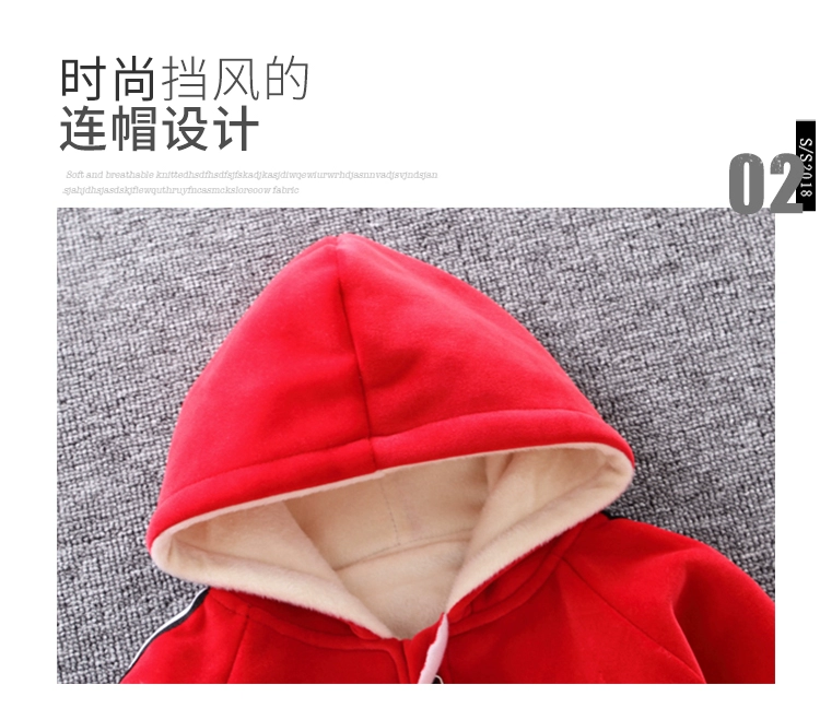 Quần áo cho bé mùa thu đông cộng với áo len nhung 0 1-3 tuổi cho bé trai dày hai mảnh quần áo bé ga ngoại phiên bản Hàn Quốc
