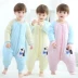 Chân bé ngủ túi mùa thu đông dày 1-2-3 tuổi Dây kéo bé một bộ đồ ngủ trẻ em cotton chống đá