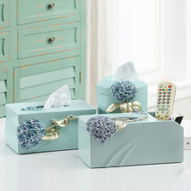Tissue box household napkin paper box creative living room coffee table remote control storage box simple paper box European ins