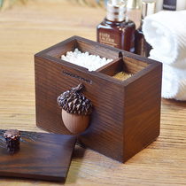 Toothpick cotton stick cotton cotton storage box personality creative wooden toothpick box home fashion high-grade toothpick bucket Net Red