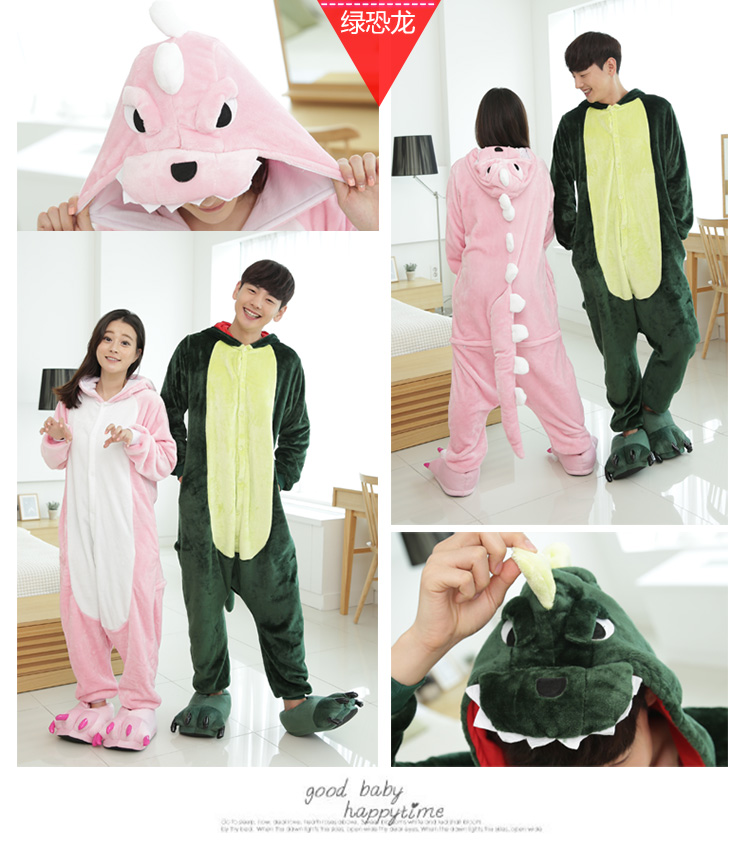 Khủng long trẻ em đồ ngủ Xiêm trai gái hoạt hình dịch vụ nhà động vật mùa thu và mùa đông flannel trong phiên bản nhà vệ sinh trẻ em lớn quần áo liền thân mùa hè