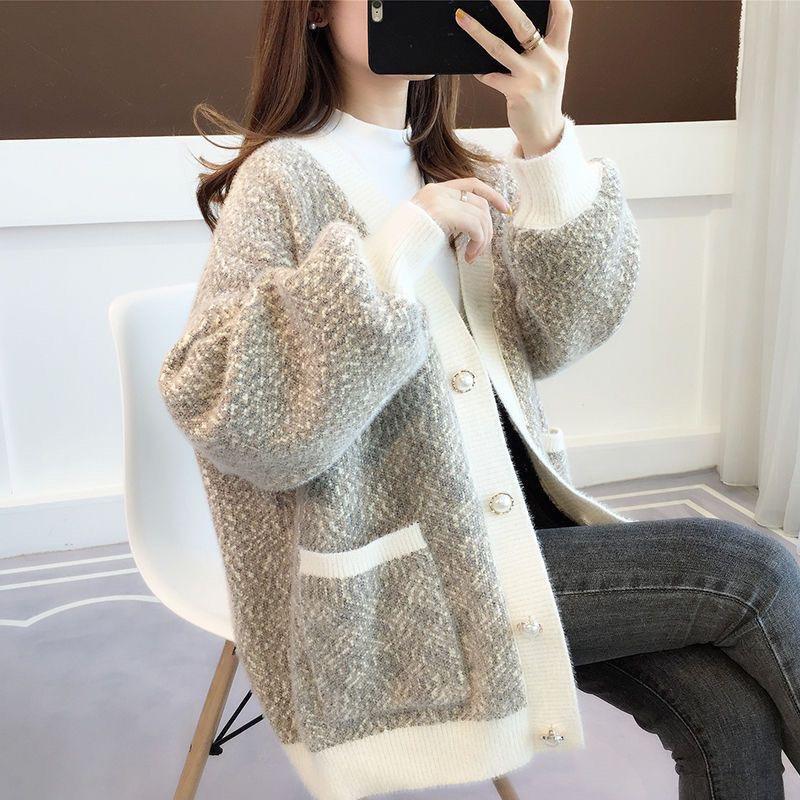 Plus Size Women's Clothing Fat mm 2024 Autumn and Winter New Thickened Sweater Jacket Super Nice Loose 100kg Knitted Cardigan