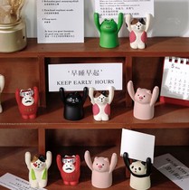 (Zero To 100) Cute Show Of Hands Small Pig Leave Message Clip Swing Piece Decorative Arrangement Card Clip Reminder Cards
