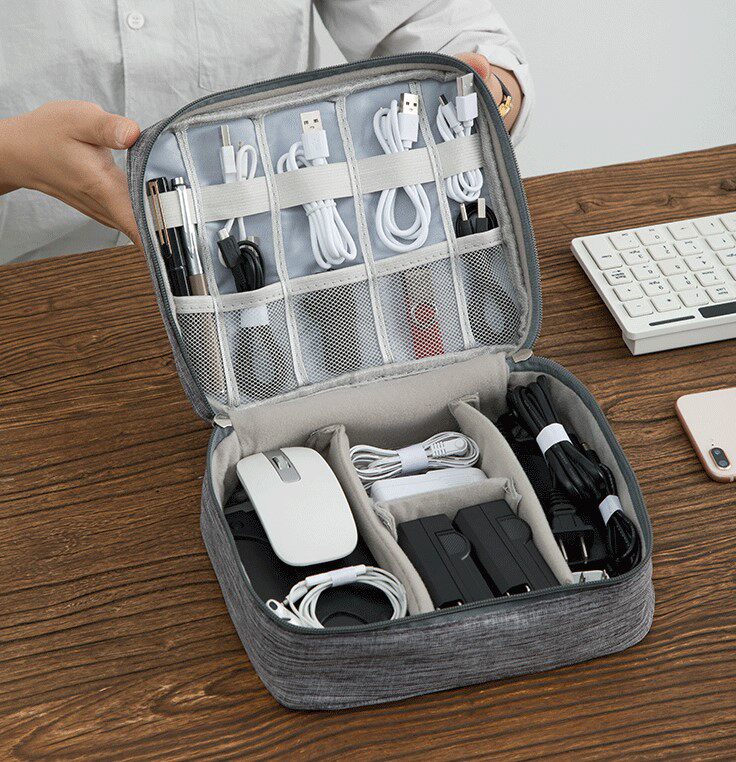 Dust Removal Clear Grey Data Line Digital Containing Bag Portable Travel Charger Large Capacity Finishing Pack Cashier Bag Charge