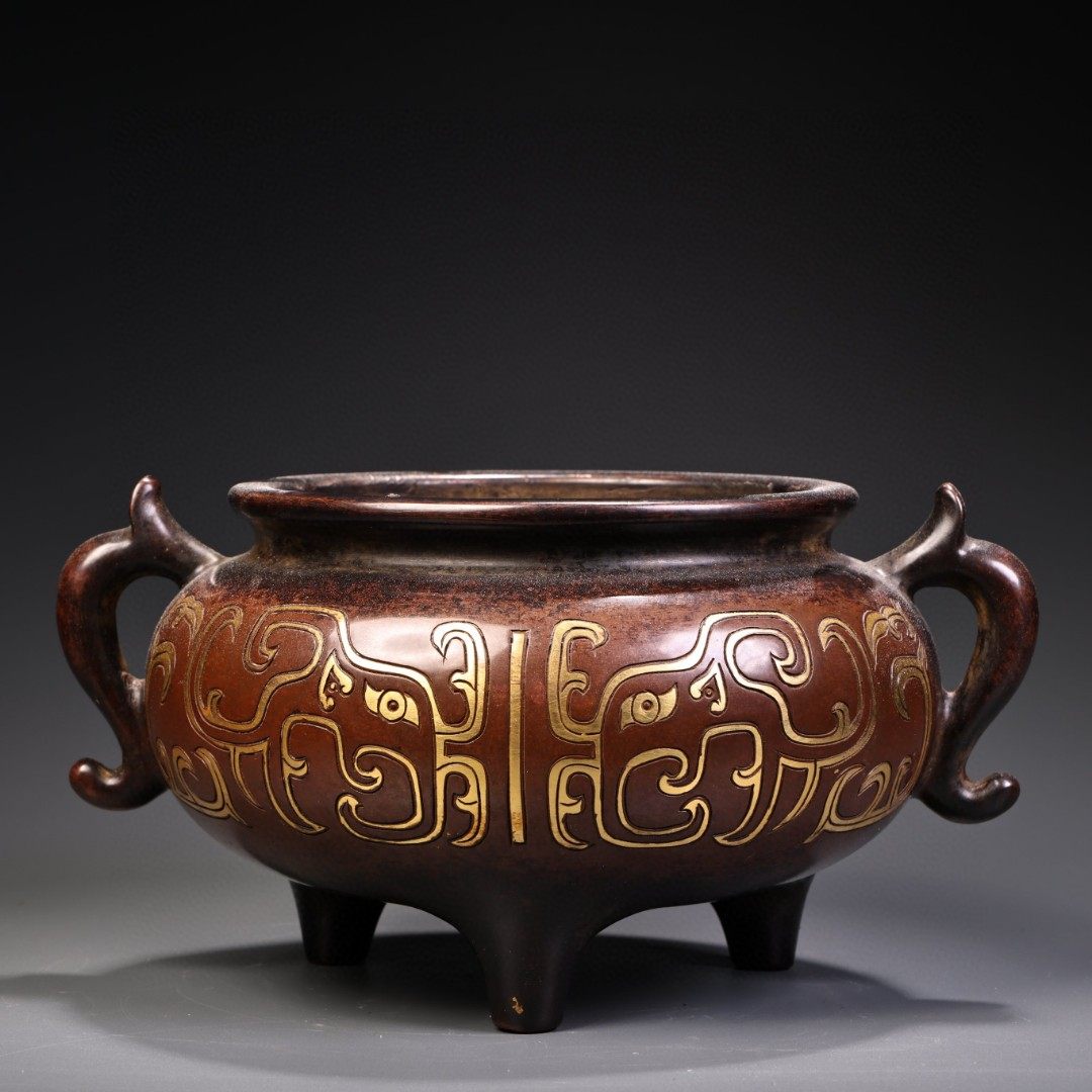 明代・大明宣德年製款・宮廷御製・紫錯金銀彫・炉・香道』極細工・