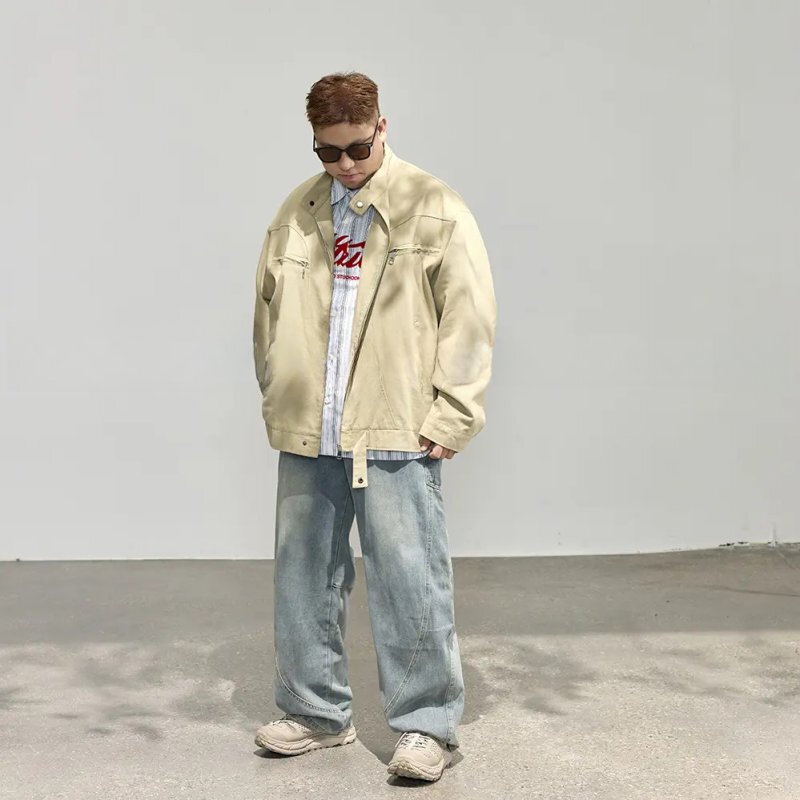 Chen Dalang Is Not Too Fat [Detroit Jacket Plus Size Men's Autumn and Winter Cleanfit Denim Jacket Workwear Coat]