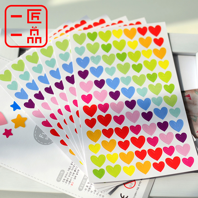 A craftsman a colorful rainbow love five-pointed star round decorative stickers photo album accessories diary stickers