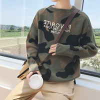 Áo len mùa thu nam phiên bản Hàn Quốc của xu hướng áo len ngụy trang nam dài tay học sinh hoang dã thương hiệu áo len - Cặp đôi áo len áo cặp