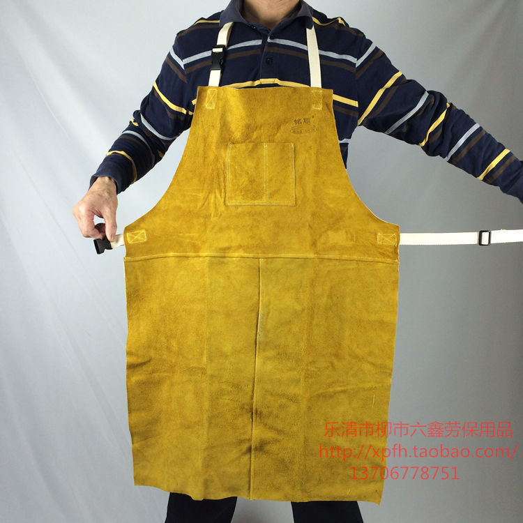 Mingshun cowhide apron electric welding fireproof leather labor insurance pure cowhide anti-scalding work electric welder high temperature resistance 352