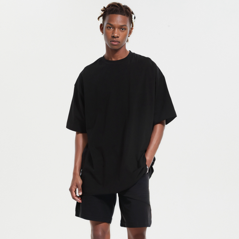 Pnhf Heavyweight 270g Solid Color T-Shirt for Men, Pure Cotton, Small Neckline, American Style Loose Tee, Trendy Basic Round Neck Short Sleeve for Women