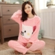Mùa xuân và mùa thu Đồ ngủ của phụ nữ Hàn Quốc Phụ nữ cotton mùa đông dày tay dài cộng với nhung lớn kích thước phù hợp với dịch vụ nhà mùa đông đồ bộ mặc nhà cao cấp
