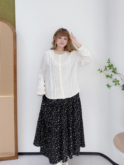 高腰显瘦中长款绝美小裙子胖莹莹大码女装胖mm遮胯蛋糕碎花半身裙