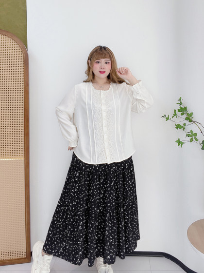 高腰显瘦中长款绝美小裙子胖莹莹大码女装胖mm遮胯蛋糕碎花半身裙