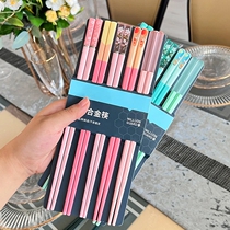 5 Pairs Chopsticks Chinese Style Household Non-slip Set Tabl