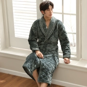 Áo ngủ nam lông bông san hô lông cừu dày lớn giữa ấm và tuổi già đồ ngủ tối màu dài phần 200 kg