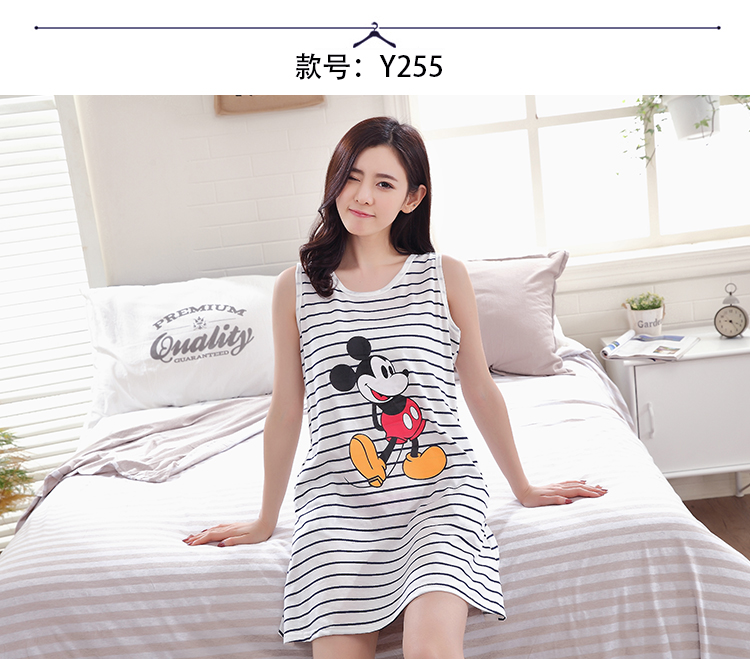 Bông cộng với phân bón XL mùa hè cotton không tay lỏng nightdress casual vòng cổ nữ mùa hè cotton 200 kg đồ ngủ