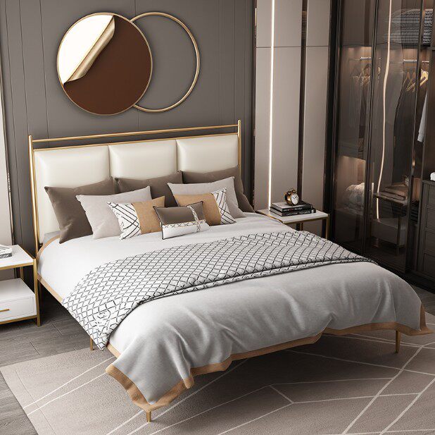 Simply modern light luxury iron bed double bed 1 8 Princess Nordic iron bed single bed gold iron frame bed 1 5 m