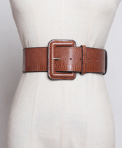 Spring and summer crocodile leather pattern versatile tunic dress jacket pin buckle imitation leather PU belt decoration waist seal