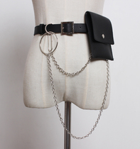 New fashion Mini small waist bag decorative belt chain belt slim detachable bag female PU belt Joker