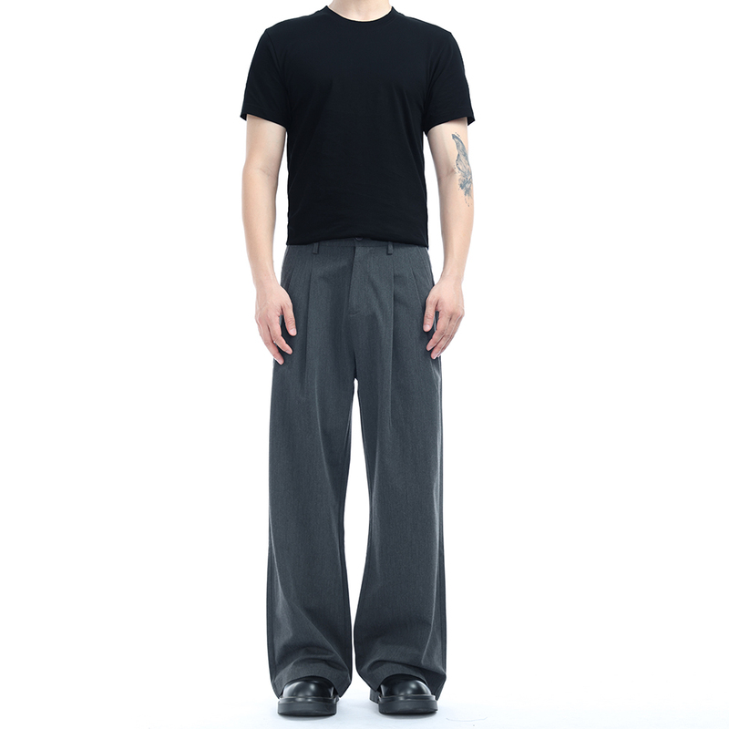Turntide Niche High-End Three-Dimensional Tailored Straight-Leg Dress Pants for Men, Summer Split Design, Commuter Wide-Leg Trousers Turntide Niche High-End Three-Dimensional Tailored Straight-Leg Dress Pants for Men, Summer Split Design, Commuter Wide-Leg Trousers
