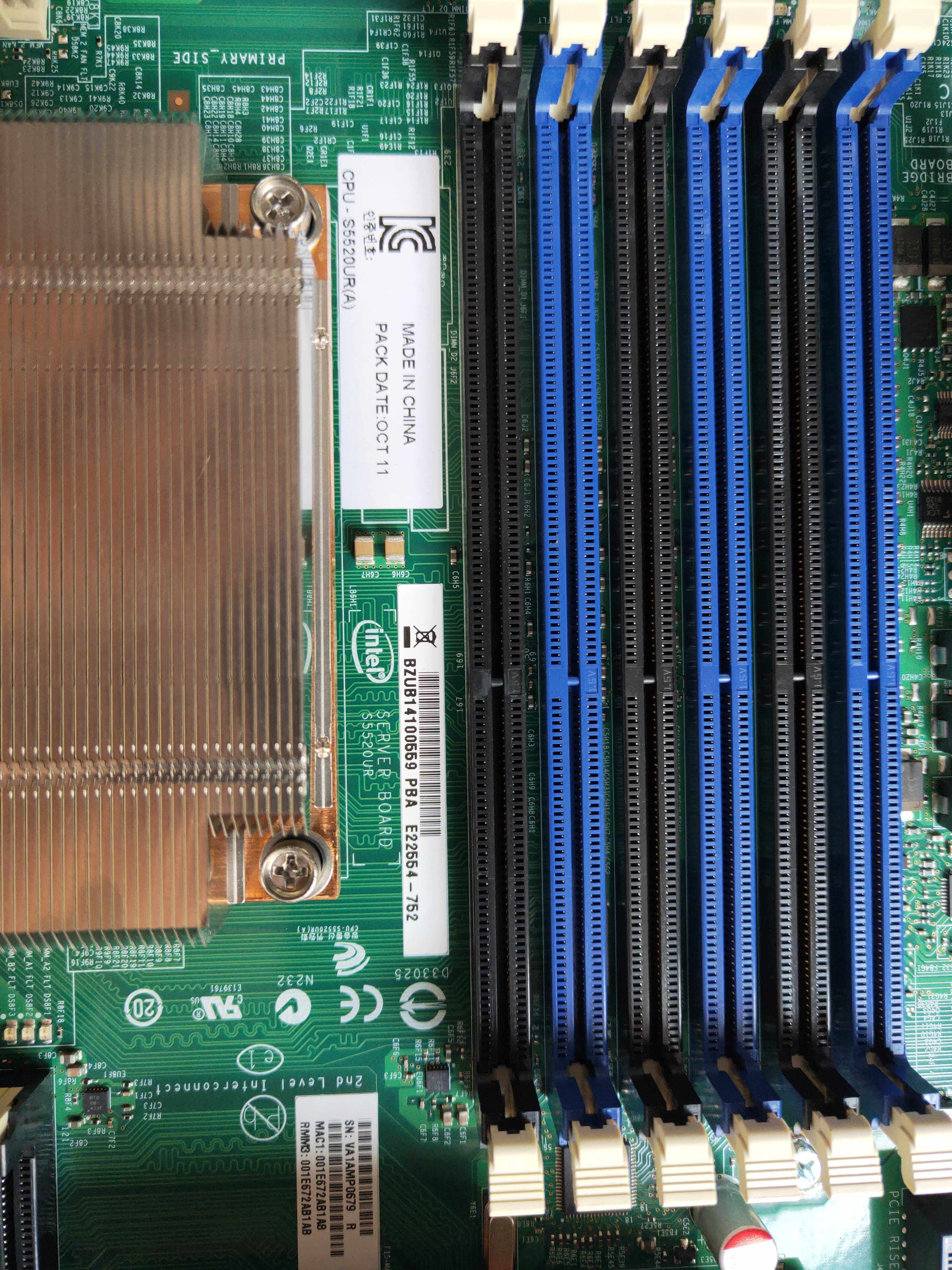 Original Intel S5520UR dual 1366 server motherboard supports Xeon55 56 series