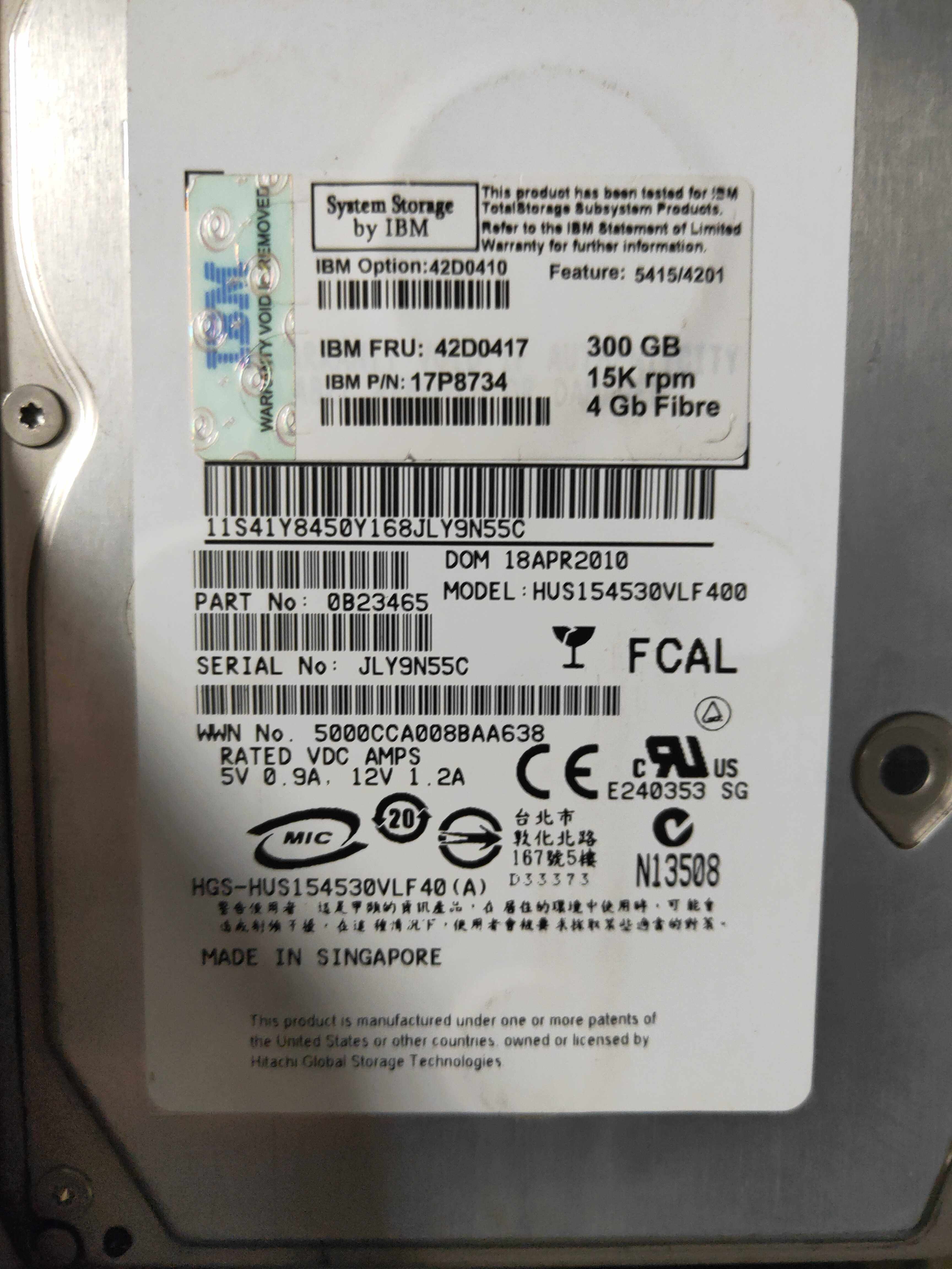 IBM 5415 42D0417 300G 15K FC DS4700 original unloader hard disc