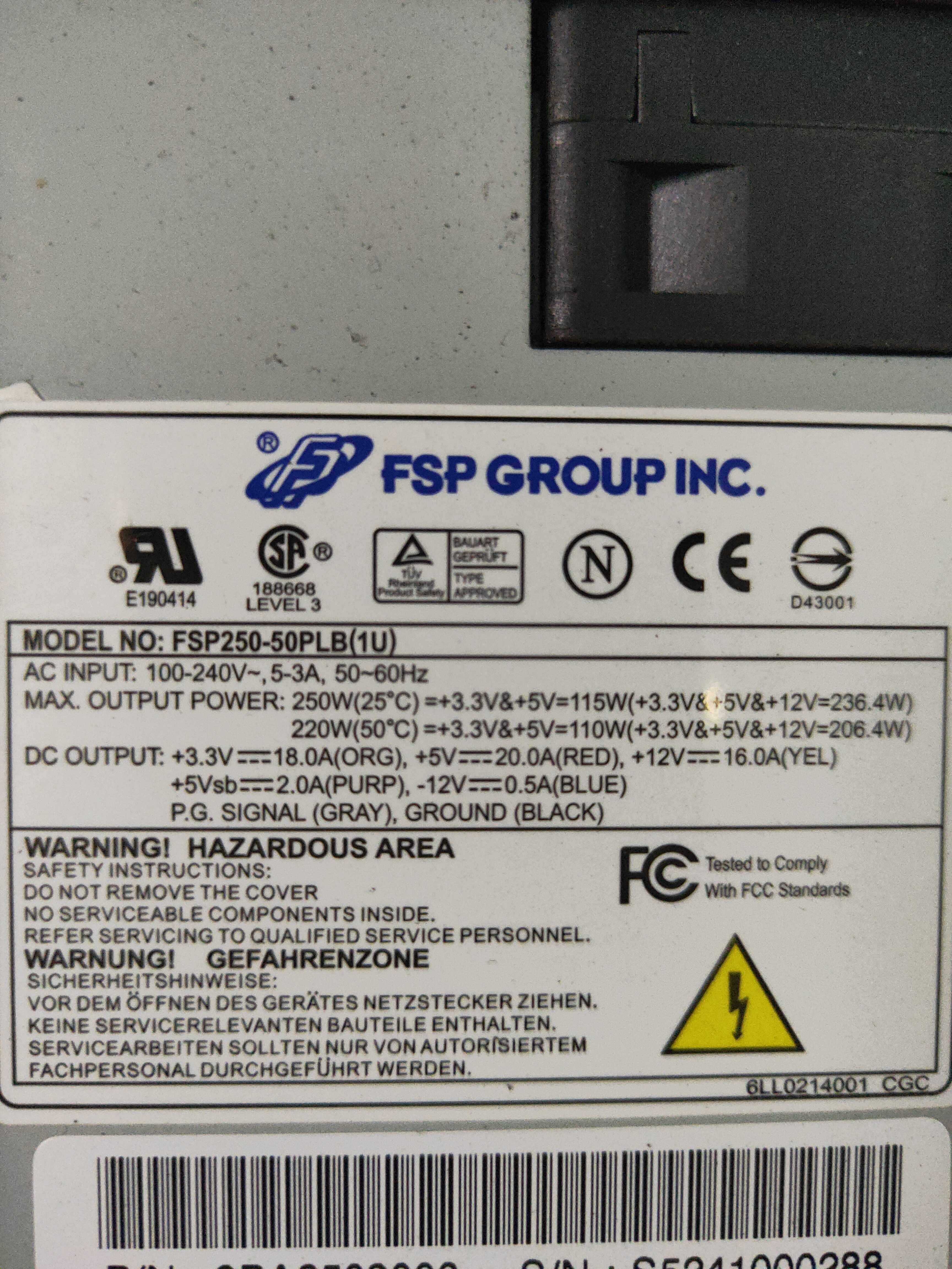FSP Full FSP250-50LC FSP250-50LC FSP250-50PLB 1U250W 1U250W control server power supply