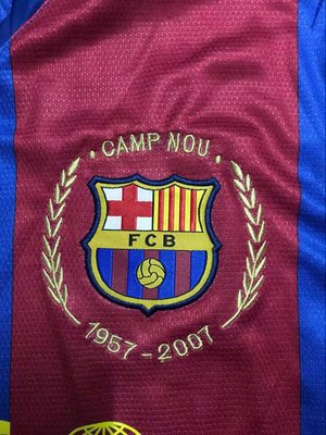 06-07 Barcelona cổ điển phù hợp với bóng đá nhà ngắn tay áo số 10 Ronaldinho 19 Messi áo Ronaldinho - Bóng đá