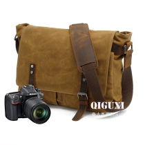 New Mens Bag Casual Shoulder Bag Oil Wax Canvas with Crazy Horse Leather Bag Waterproof shoulder bag Vintage Camera Bag