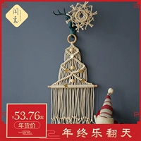 Giải trí Hui Christmas Tree Tapestry Snowflakes Bắc Âu Đơn giản Ins Trang trí tường Phòng ngủ Cotton Rope Dệt Tapestry Quà tặng 	thảm treo tường 3d