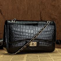 New crocodile skin belly womens bag Messenger bag genuine leather shoulder bag small bag European and American fashion chain bag Xiaoxiangfeng