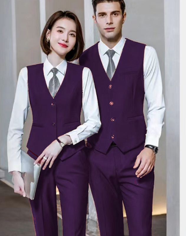 Suit Workwear Vest Formal Vest Bank Real Estate Business 4S Store New Style Men's and Women's Professional Vest Dark Purple