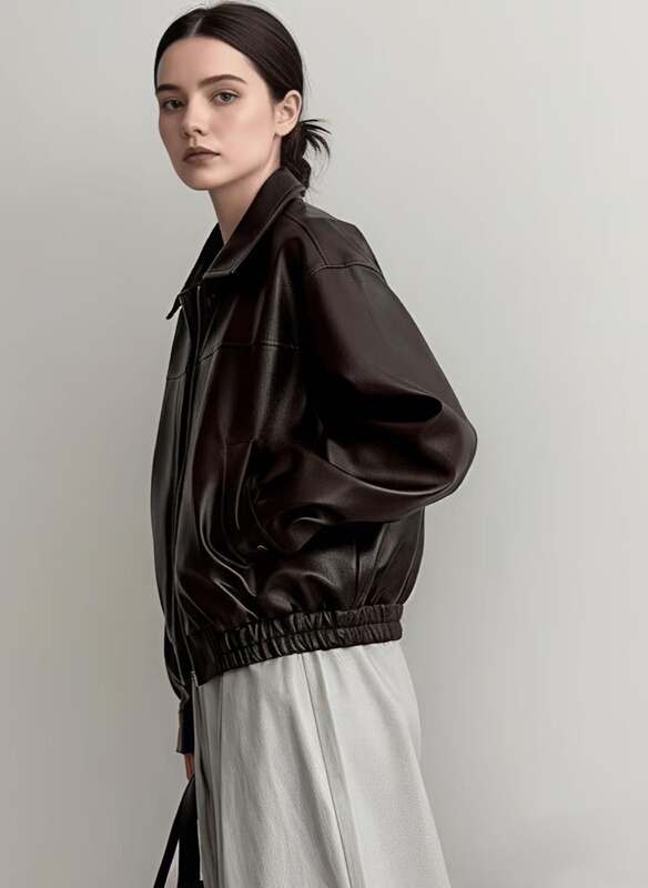 Black Short Leather Jacket for Women, Spring 2026 New Style, Petite, High-End, Biker Pu Jacket, Trendy and Popular