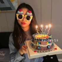 Korean birthday candle curve curved retro candle birthday cake baking glasses little red book ins