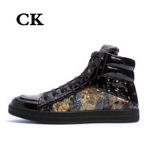 CK High Helps Board Shoes Inglén Leather Rivets Martin Boots Lace Casual Leather Boots Mens Dane Hong Kong